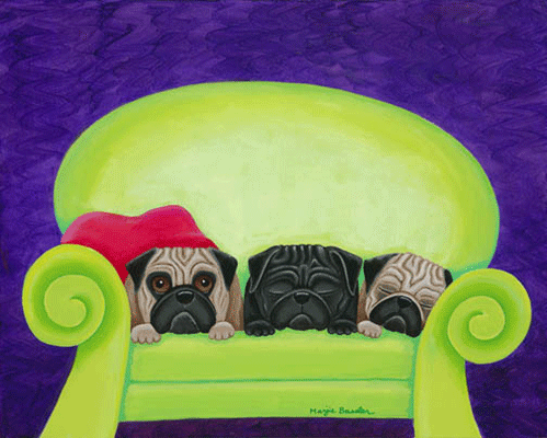 photo of Pug Painting at Sumner and Deane Gallery downtown Albuquerque